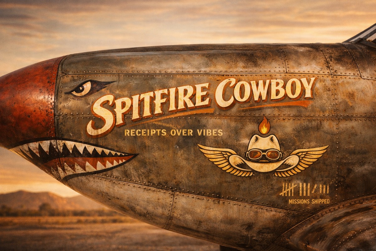 Spitfire Cowboy - vintage warplane nose art